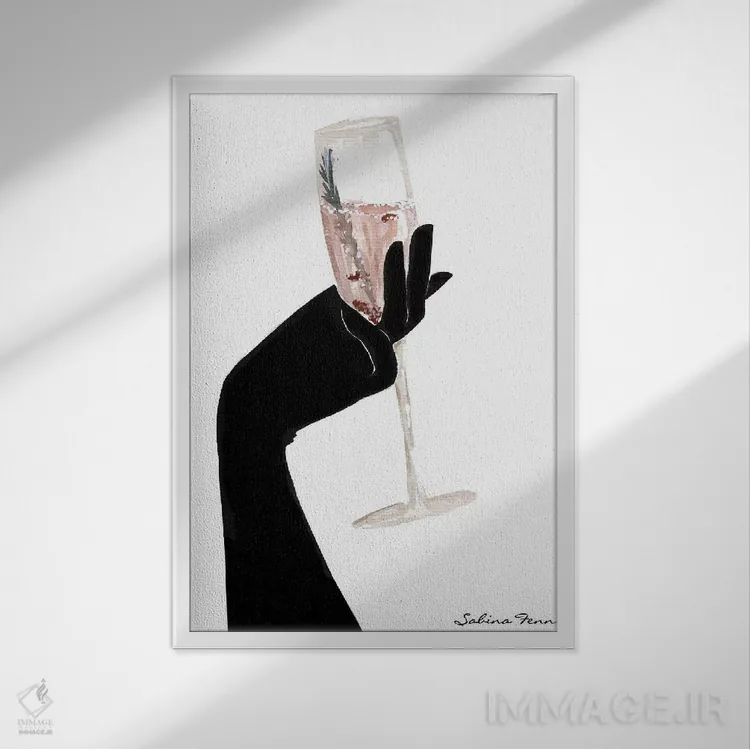 تابلو مینیمال شیک رزماری شامپاین اثر سابینا فن - نمای قابدار سفید