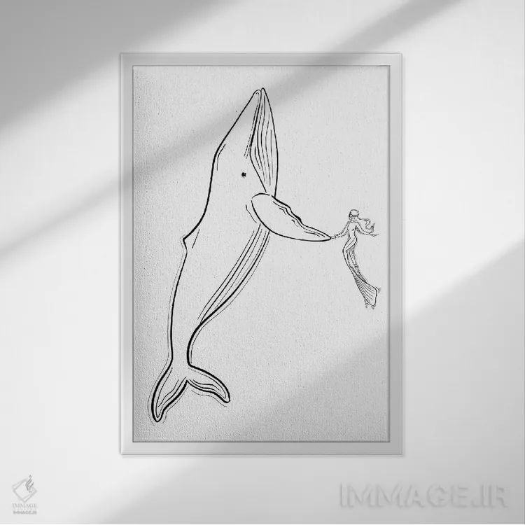 تابلو دکوراتیو نهنگ ها را نجات دهید اثر سابینا فن - نمای قابدار سفید