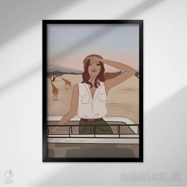 تابلو دکوراتیو Light-Skinned, Red Hair,شیک سافاری، پوست روشن، موهای قرمز اثر سابینا فن - نمای قابدار مشکی
