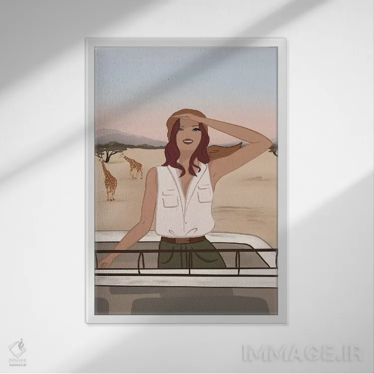 تابلو دکوراتیو Light-Skinned, Red Hair,شیک سافاری، پوست روشن، موهای قرمز اثر سابینا فن - نمای قابدار سفید