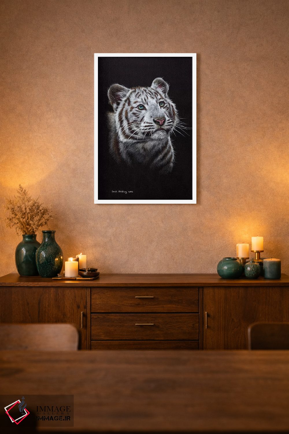 تابلو دکوراتیو ببر سفید III اثر سارا استریبلینگ - D1W