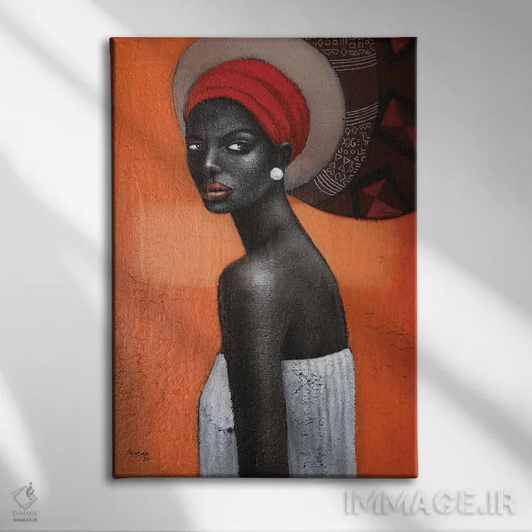 تابلو دکوراتیو سیاه و نارنجی اثر سگون آیسن - نمای روبهرو روی دیوار