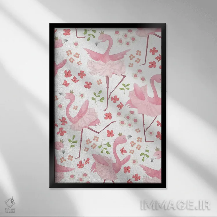 تابلو دکوراتیو رویاهای فلامینگو II اثر دانا سولنیه - نمای قابدار مشکی