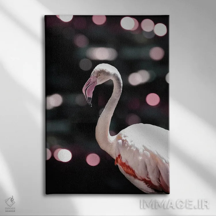 تابلو دکوراتیو فلامینگو دیسکویی اثر عکس های کلینت - نمای روبهرو روی دیوار
