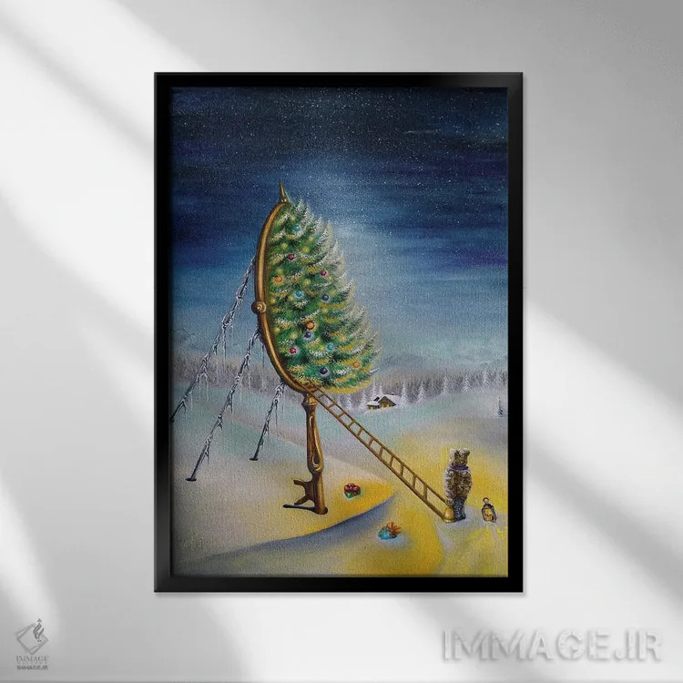تابلو دکوراتیو کریسمس در سرزمین عجایب اثر آنا شابالوا - نمای قابدار مشکی