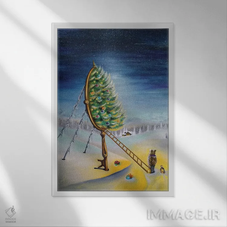 تابلو دکوراتیو کریسمس در سرزمین عجایب اثر آنا شابالوا - نمای قابدار سفید