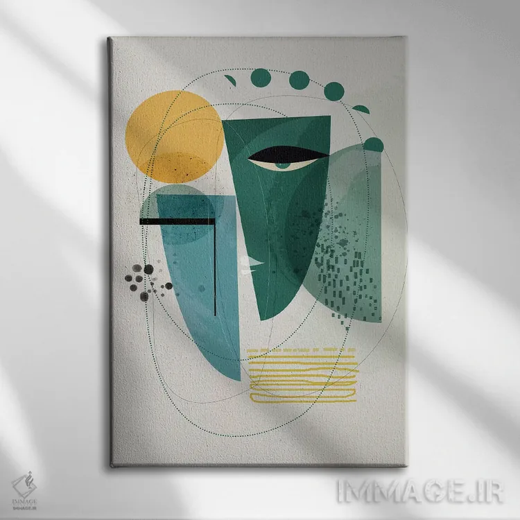 تابلو انتزاعی جزیره زمرباور اثر هنر و تصویرسازی سول کاری - نمای روبهرو روی دیوار