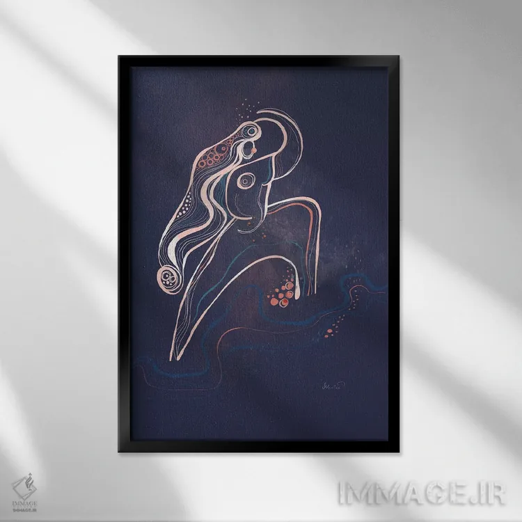 تابلو دکوراتیو جنگجوی رودخانه اثر هنر و تصویرسازی سول کاری - نمای قابدار مشکی