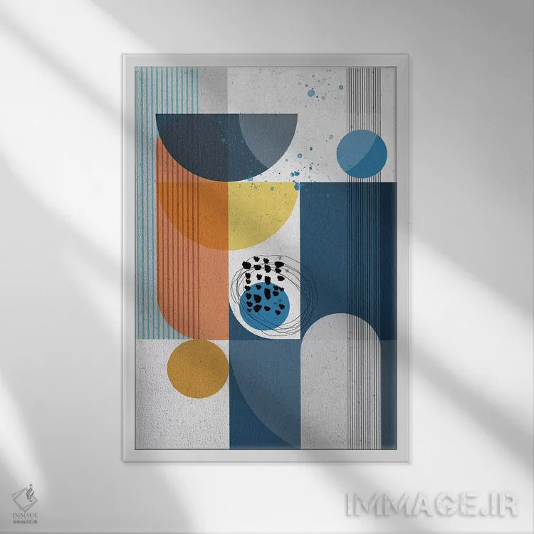 تابلو انتزاعی سانتوریان اثر هنر و تصویرسازی سول کاری - نمای قابدار سفید