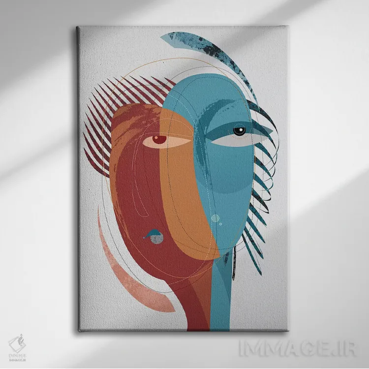 تابلو انتزاعی آتش و یخ اثر هنر و تصویرسازی سول کاری - نمای روبهرو روی دیوار