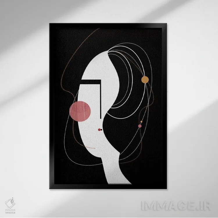 تابلو مدرن دختر گرافیکی اثر هنر و تصویرسازی سول کاری - نمای قابدار مشکی