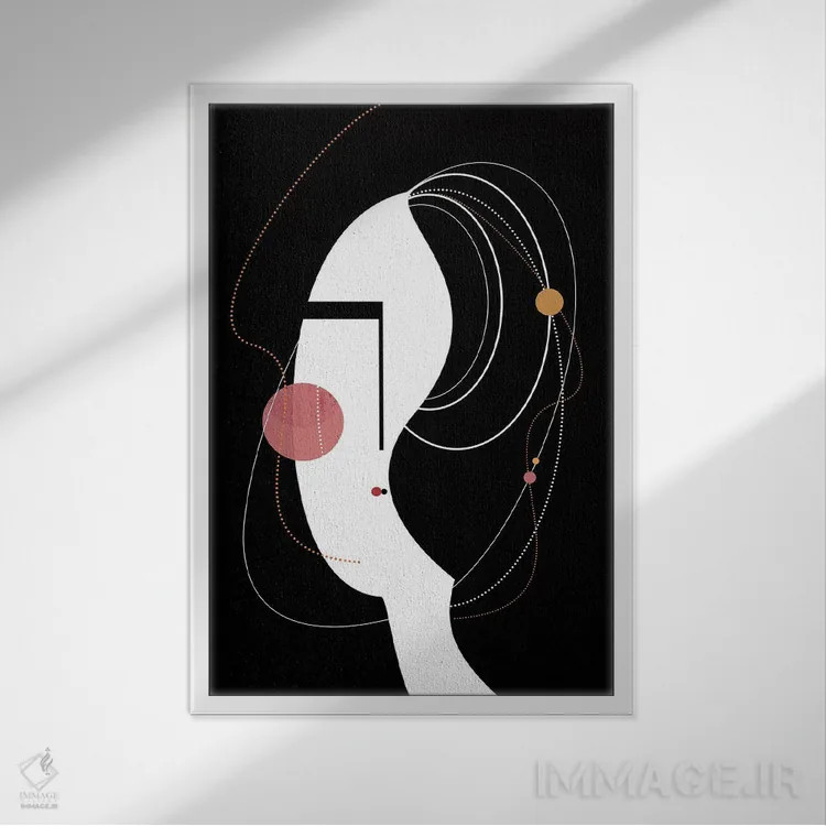 تابلو مدرن دختر گرافیکی اثر هنر و تصویرسازی سول کاری - نمای قابدار سفید