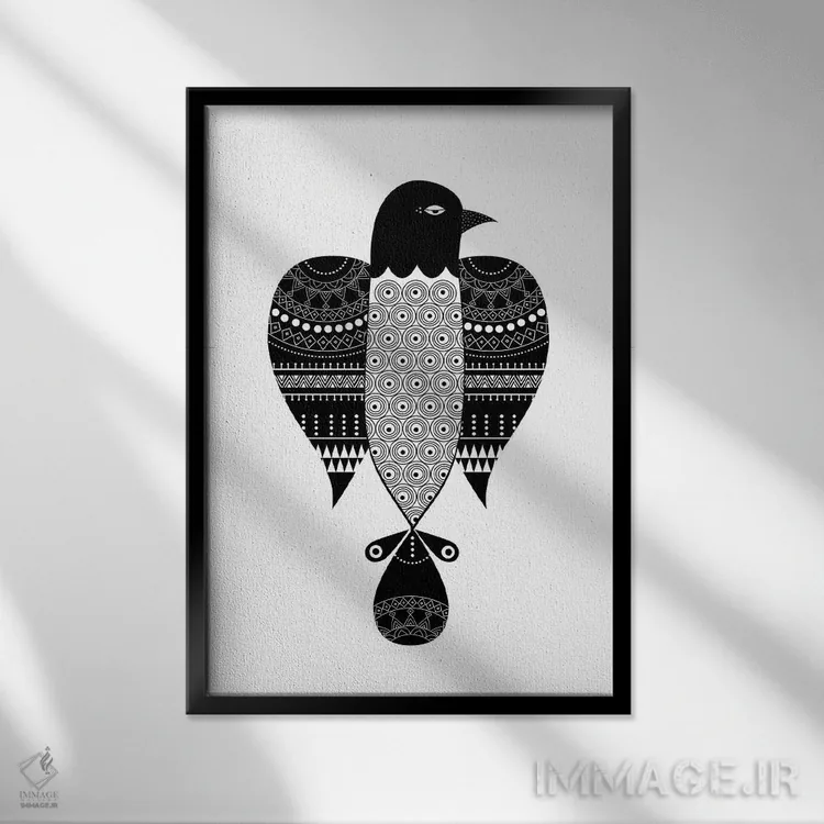 تابلو مینیمال طوطی اثر هنر و تصویرسازی سول کاری - نمای قابدار مشکی