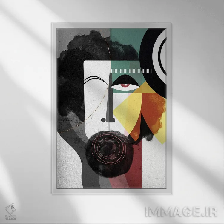 تابلو مدرن مرد ریشو اثر هنر و تصویرسازی سول کاری - نمای قابدار سفید