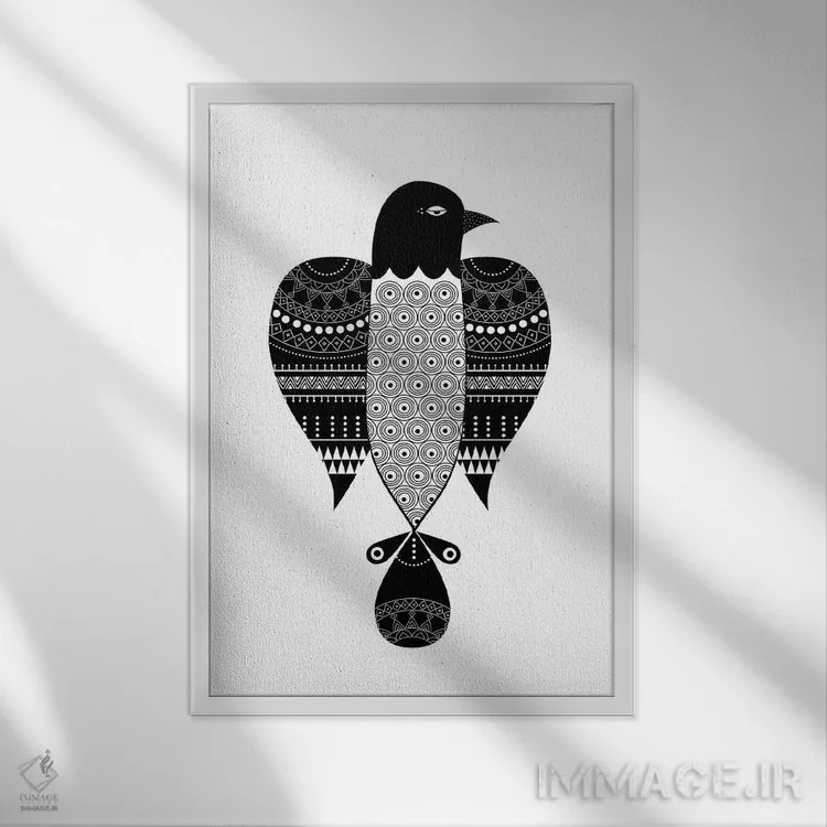 تابلو مینیمال طوطی اثر هنر و تصویرسازی سول کاری - نمای قابدار سفید