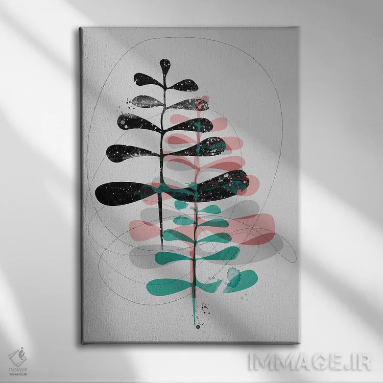 تابلو مینیمال درختان اسکانباوراوی اثر هنر و تصویرسازی سول کاری - نمای روبهرو روی دیوار