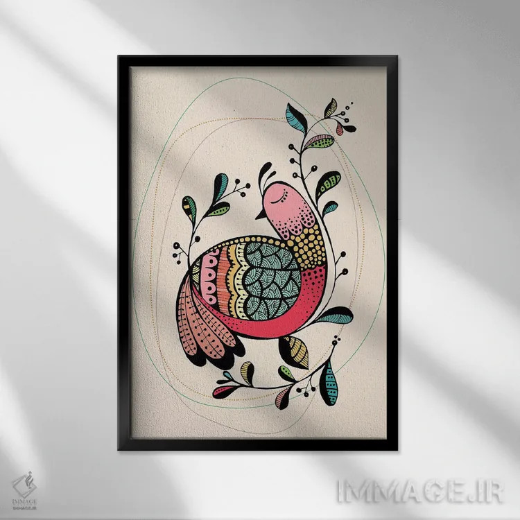 تابلو مدرن بوطی اثر هنر و تصویرسازی سول کاری - نمای قابدار مشکی