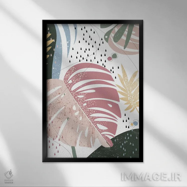 تابلو مینیمال جنگل بارانی اثر هنر و تصویرسازی سول کاری - نمای قابدار مشکی