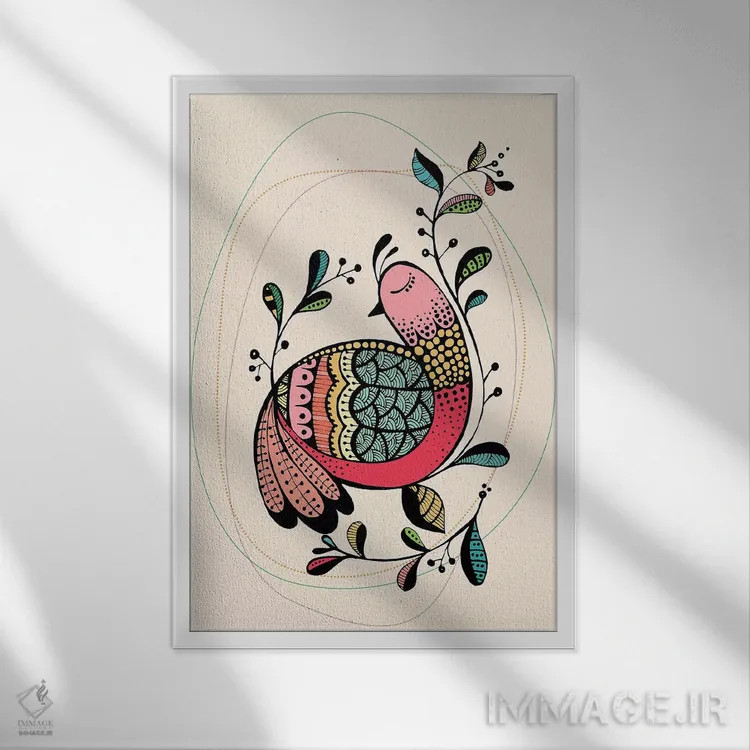 تابلو مدرن بوطی اثر هنر و تصویرسازی سول کاری - نمای قابدار سفید