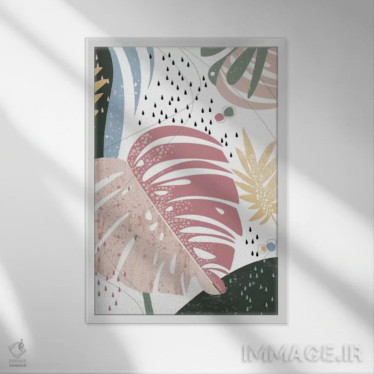 تابلو مینیمال جنگل بارانی اثر هنر و تصویرسازی سول کاری - نمای قابدار سفید