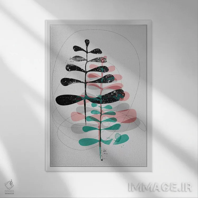 تابلو مینیمال درختان اسکانباوراوی اثر هنر و تصویرسازی سول کاری - نمای قابدار سفید