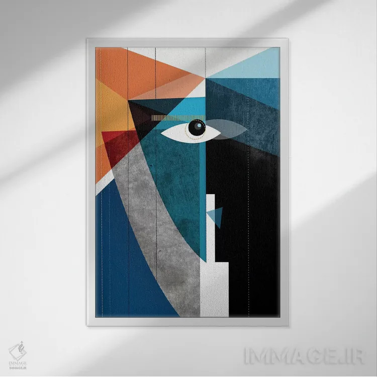 تابلو انتزاعی بوسه اثر هنر و تصویرسازی سول کاری - نمای قابدار سفید