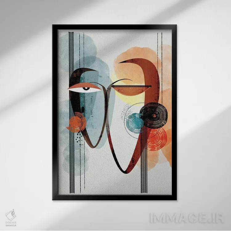 تابلو انتزاعی درهم تنیده اثر هنر و تصویرسازی سول کاری - نمای قابدار مشکی