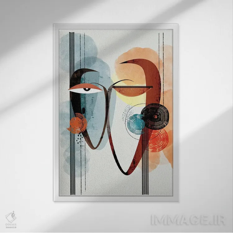تابلو انتزاعی درهم تنیده اثر هنر و تصویرسازی سول کاری - نمای قابدار سفید
