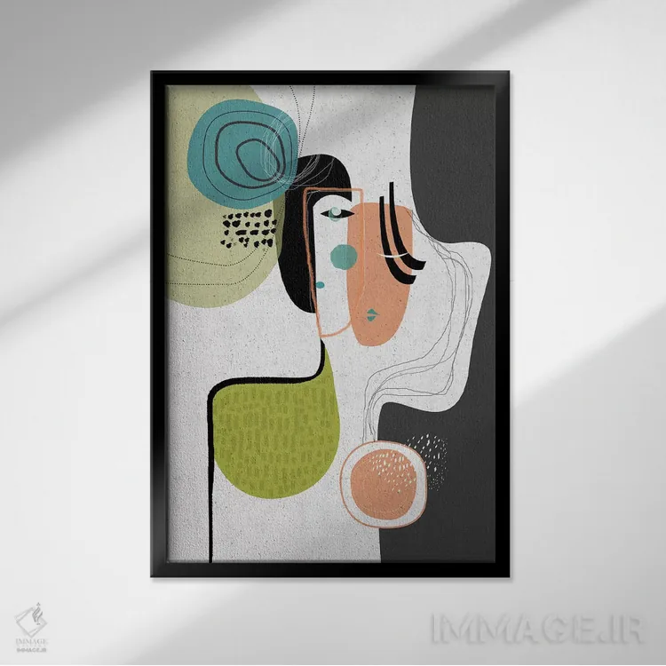 تابلو انتزاعی عشق در قطعات اثر هنر و تصویرسازی سول کاری - نمای قابدار مشکی