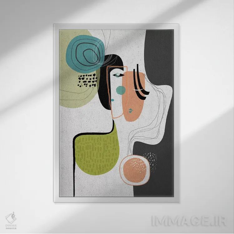 تابلو انتزاعی عشق در قطعات اثر هنر و تصویرسازی سول کاری - نمای قابدار سفید