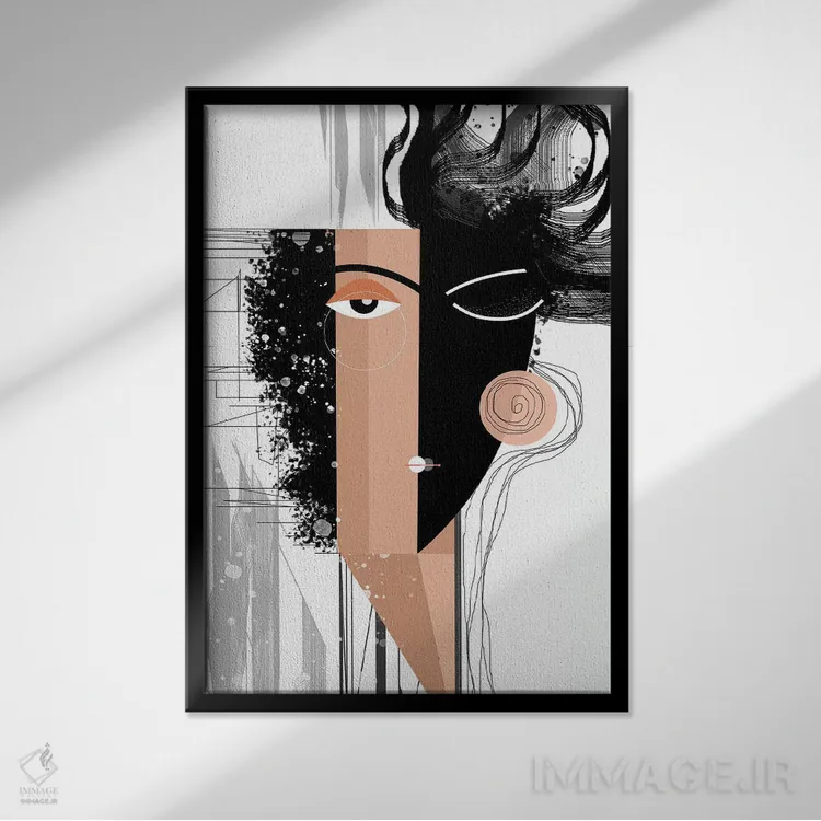 تابلو مدرن شب و روز اثر هنر و تصویرسازی سول کاری - نمای قابدار مشکی