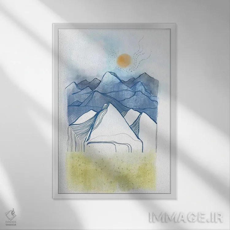 تابلو مینیمال ارتفاعات اثر هنر و تصویرسازی سول کاری - نمای قابدار سفید