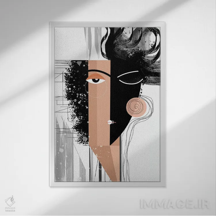 تابلو مدرن شب و روز اثر هنر و تصویرسازی سول کاری - نمای قابدار سفید