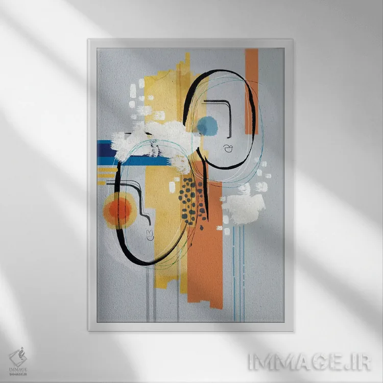 تابلو انتزاعی شجاع اثر هنر و تصویرسازی سول کاری - نمای قابدار سفید