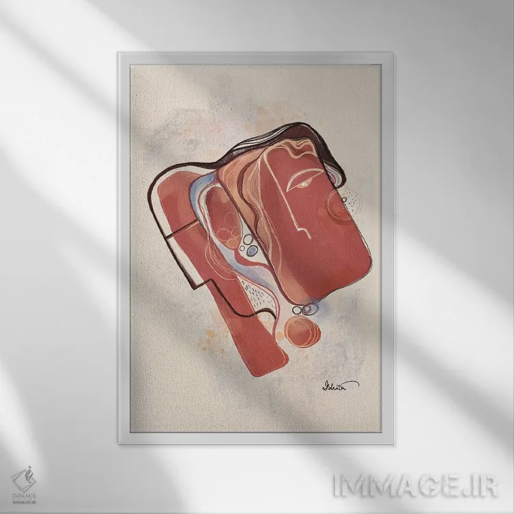 تابلو انتزاعی خاک رس اثر هنر و تصویرسازی سول کاری - نمای قابدار سفید