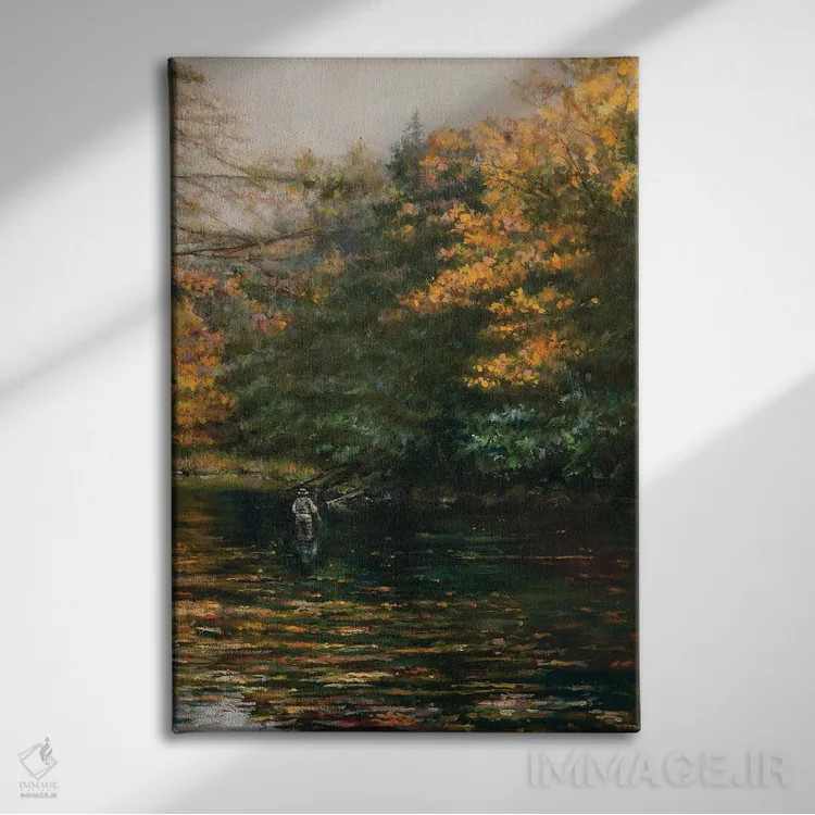 تابلو دکوراتیو طلای پاییزی اثر شرلی کلیری - نمای روبهرو روی دیوار