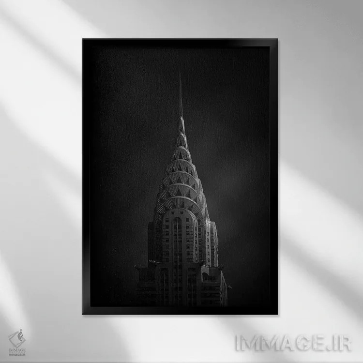 تابلو دکوراتیو ساختمان کرایسلر اثر سباستین دل گروسو - نمای قابدار مشکی