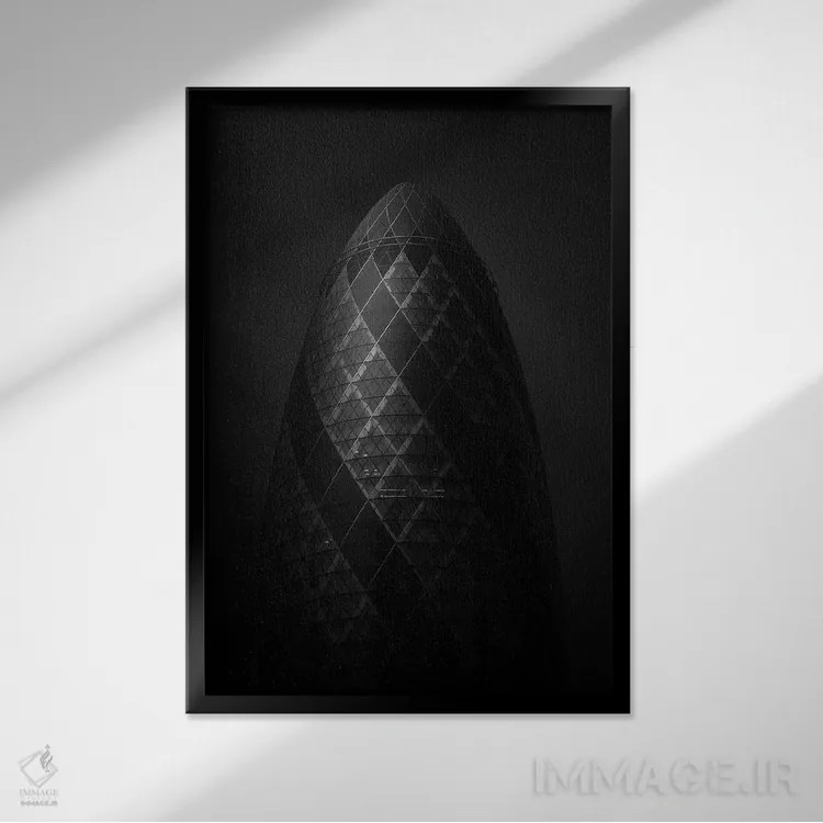 تابلو دکوراتیو برج گرکن اثر سباستین دل گروسو - نمای قابدار مشکی
