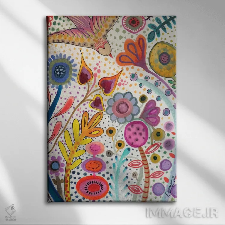تابلو انتزاعی از سپیده دم اثر سیلوی دمر - نمای روبهرو روی دیوار