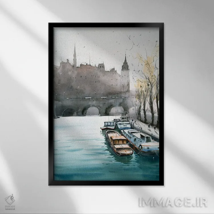 تابلو دکوراتیو Paris,پل پون نوف روی سن، پاریس اثر سواروپ دانداپات - نمای قابدار مشکی