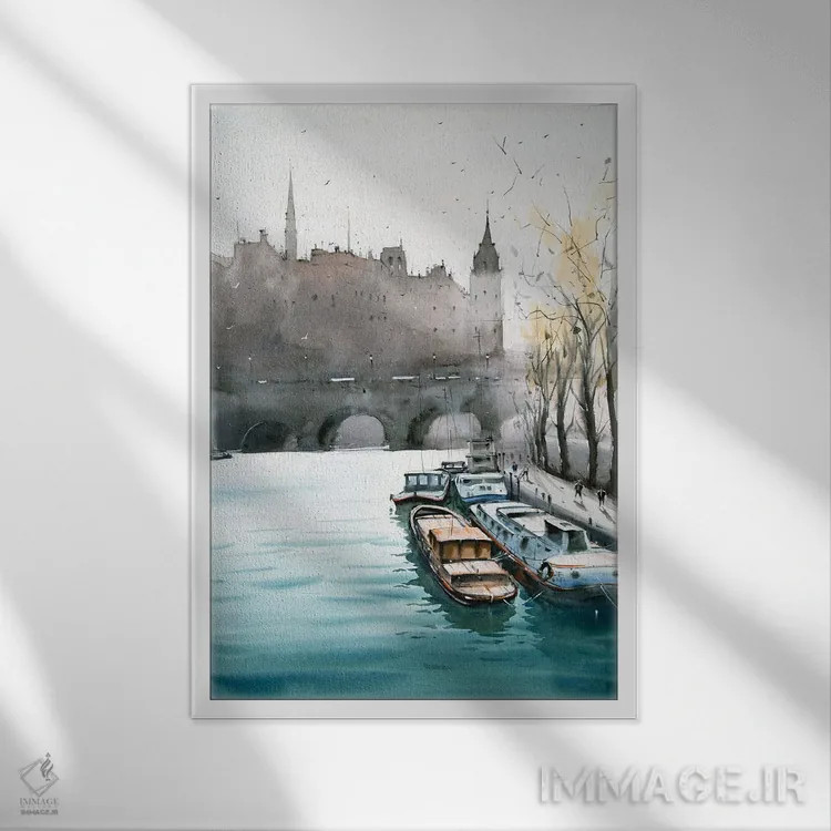 تابلو دکوراتیو Paris,پل پون نوف روی سن، پاریس اثر سواروپ دانداپات - نمای قابدار سفید