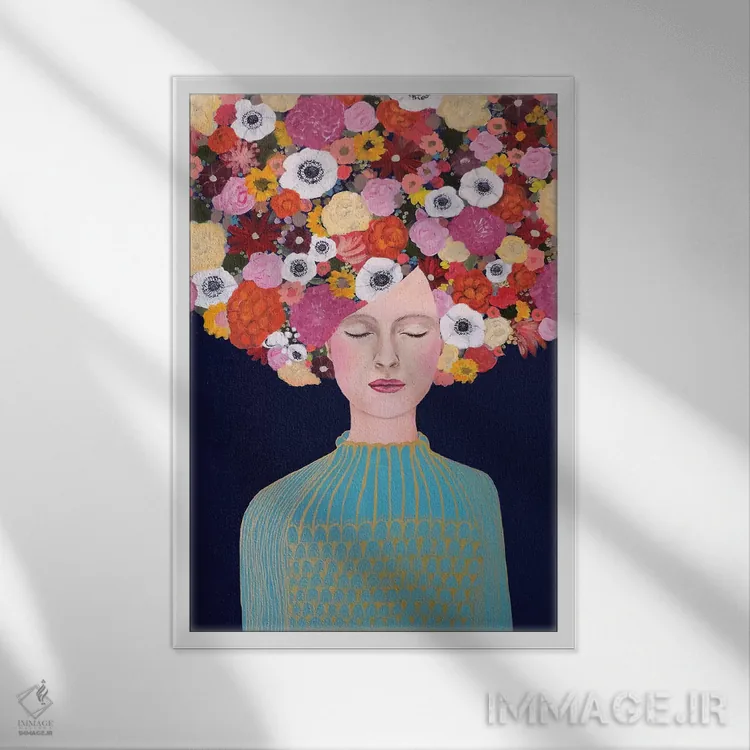 تابلو دکوراتیو آسمانی اثر سیلوی دمر - نمای قابدار سفید