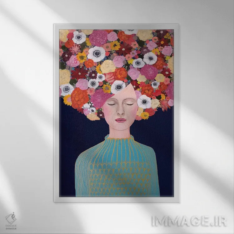تابلو دکوراتیو آسمانی اثر سیلوی دمر - نمای قابدار سفید