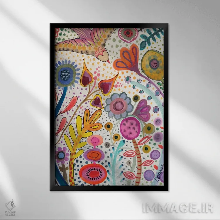 تابلو انتزاعی از سپیده دم اثر سیلوی دمر - نمای قابدار مشکی