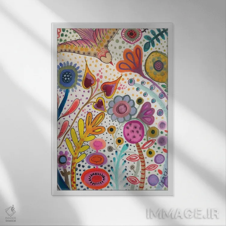 تابلو انتزاعی از سپیده دم اثر سیلوی دمر - نمای قابدار سفید
