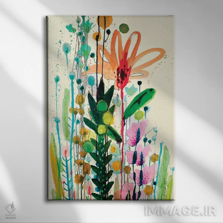 تابلو انتزاعی لاردو اثر سیلوی دمر - نمای روبهرو روی دیوار