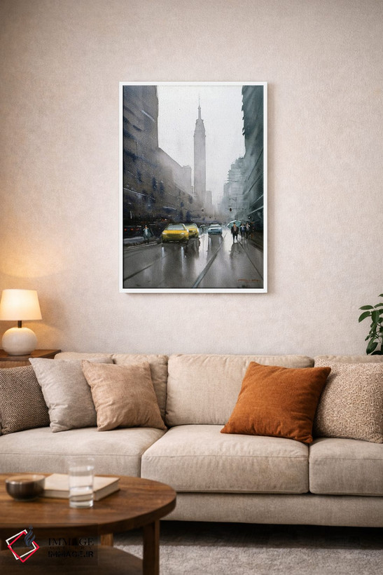 تابلو دکوراتیو New York,باران و شهر، نیویورک اثر سواروپ دانداپات - D4W