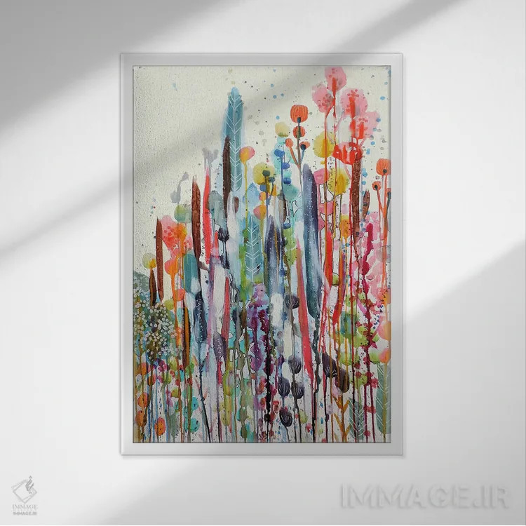 تابلو انتزاعی باغچه کوچک ۲ اثر سیلوی دمر - نمای قابدار سفید