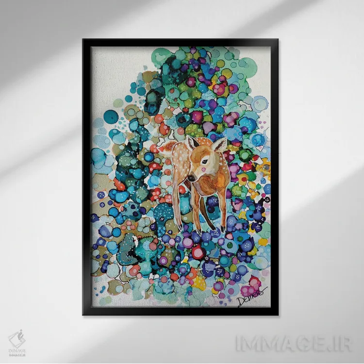 تابلو انتزاعی آموختن زندگی اثر سیلوی دمر - نمای قابدار مشکی