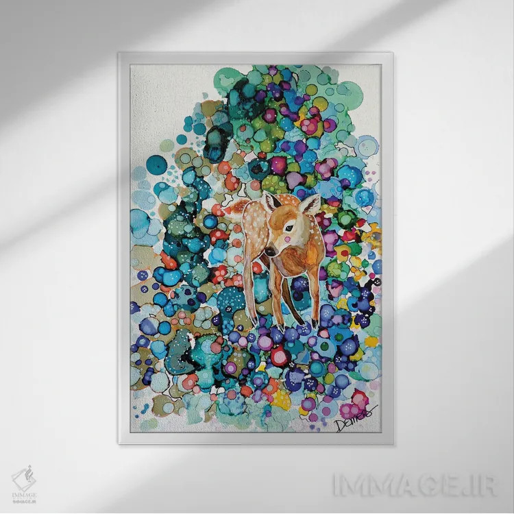 تابلو انتزاعی آموختن زندگی اثر سیلوی دمر - نمای قابدار سفید